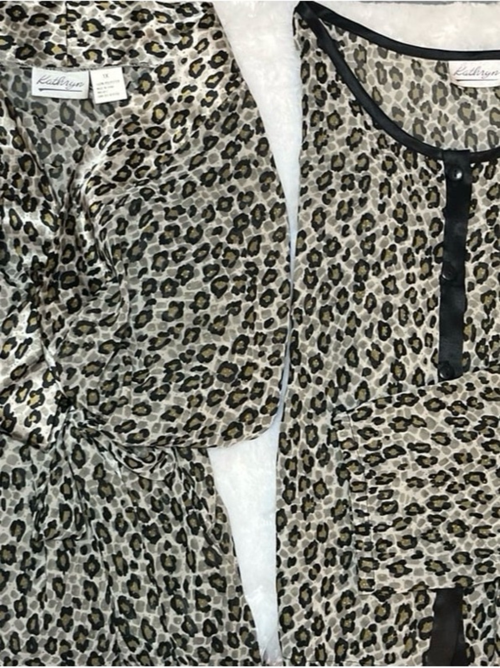 Vintage Y2K Kathryn 2-Piece Sheer Leopard Print Set - Long Sleeve Shirt & Robe